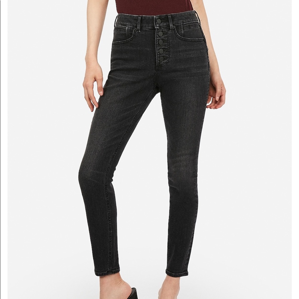 High Waisted Button Fly Ankle Leggings